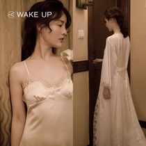 Wakep Wake Up Original Design Spring Summer New Real Silk Long Style Lace Mulberry Silk Wedding Pyjamas Bridal Bridal Gown