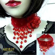 Red boutique Noble performance accessories handmade refined cotton warm rose European and American lace necklace necklaces