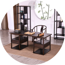 Modern new Chinese style Retro simple solid wood Zen study desk chair bookshelf combination desk writing desk customization