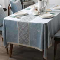 European tablecloth fabric embroidery light luxury new Chinese coffee table covering cloth tablecloth rectangular high-end table cloth
