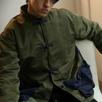 SOUTHPAW 1 boutique mens autumn new military green Chinese stand collar tooling casual color color long sleeve windbreaker coat