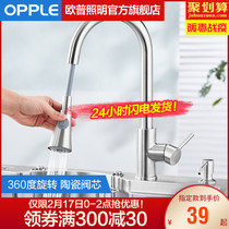 OPPLE Kitchen Faucet Household Vegetable Washing Pot Faucet Cold and Hot Water Tank Single Cold Copper Washing Pot Rotating Q