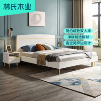 Lins wood industry Nordic double bed 1 8 meters master bedroom storage box bed small panel furniture combination JH1A