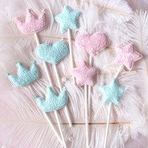 Meritocracy Girl Loving Stars Cake Decoration Cake Inserts Baking Inserts Light Pink Heart-shaped Light Blue Stars
