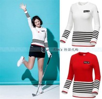 Korea W ANGLE golf 18 spring special price Womens striped slim round neck sweater 8233