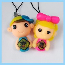 Love word couple small pendant soft pottery material hand-kneaded creative personality mobile phone chain bag decoration key chain