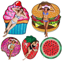 Europe and the United States oversized donut pizza beach towel Ultra-light outdoor sunscreen shawl Beach mat towel Seaside beach blanket