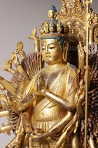Japan direct mail hand engraved qian shou Avalokitesvara statue Buddhist niche fo tan fo tang Buddha paintings beads 32