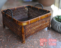 Exquisite bamboo woven entrance storage basket Storage basket square basket disc fruit plate 2-25