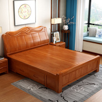 1 m 8 oak solid wood bed with double bed modern minimalist wood bed 1 5 storage large bed 200x220 factory direct