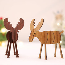 Christmas decorations Wooden DIY elk ornaments childrens creative gifts desktop decoration Christmas scene arrangement