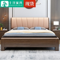 Chinese ebony sandalwood solid wood bed Double bed 1 8 meters light luxury with drawer bed storage Modern simple wedding bed