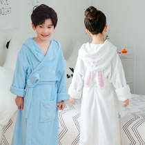 Class A childrens bathrobe cotton towel boys and girls absorbent cloak thickened can wear swimming bath towel autumn and winter bathrobe