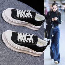 Star same 2022 autumn canvas shoes female Joker thick sole inner increase small white shoes casual biscuit shoes board shoes