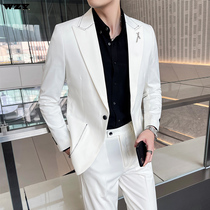 Autumn white suit suit men Korean version slim suit suit suit men fashion bridegroom wedding dress