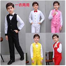 Flower Boy Gown Boy Little Suit Waistcoat Suit Big Boy Child Back With Pants For Wedding Piano Performance Suit