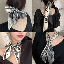 French hair belt spring and autumn retro silk scarf womens summer small long ribbon Decoration ribbon ins Wind tie hair tied hair