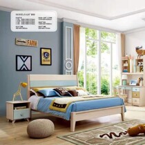 My e family children's bed modern simple youth 1 2m solid wood single bed bedroom environmental protection paint 1 5 plate bed