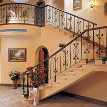 Wuxi custom solid wood whole ladder stairs Log bay window guardrail handrail Pedal column