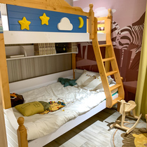 Lin Wood home bedroom minimalist space-saving multi-function wood children bed bunk bed