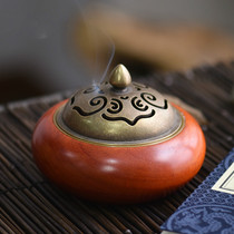  Wooden antique sandalwood stove Household indoor aromatherapy stove Tea ceremony pure copper plate incense burner for Buddha incense burner