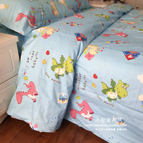 Small dinosaur childrens cartoon cotton encrypted sheets Single cotton twill cotton duvet cover fitted sheet can be customized