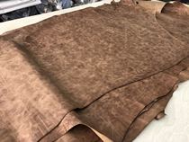  On the sheet 1 5 thick first layer cowhide thin section burst pattern brown crazy horse leather series written handmade bag shoe material
