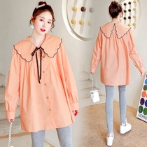 Pregnant women autumn shirt dress 2021 autumn long style new fashion set casual dress long sleeve top