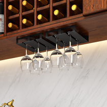 Creative tall cup holder stainless steel wine glass shelf upside down household suspension light luxury storage Black storage rack