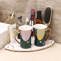 Household ceramic mouthwash Cup couple creative brushing Cup cute Cup wash cup bathroom set cylinder cup
