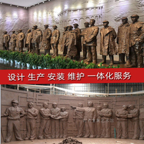 Sandstone relief FRP imitation copper forged copper relief Campus revolutionary Red Army fire party mural can be customized