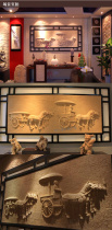 Sandstone relief background decoration painted terracotta warrior wall decoration room inside and outside decoration background wall sofa Living room Xuanguan Mural