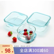 Japan iwaki Yiwanjia heat-resistant glass crisper macaron 3-piece microwave refrigerator storage box lunch box