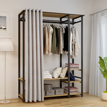 Simple wardrobe rental house home dormitory apartment floor-to-floor cloth wardrobe full steel frame assembly European open wardrobe