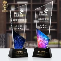 Colorful Crystal Trophy Medals Customized Sales Insurance Excellent Employees Color Trophy Production Team Trophy lettering