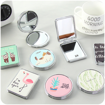 Makeup mirror portable with small number mirror cute female carry-on mini handheld with home folding double-sided mirror student