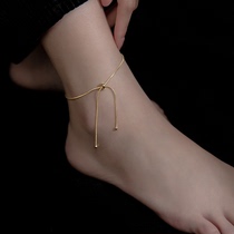 Ailoch s925 Silver Summer temperament snake chain single chain adjustable tassel anklet Japanese and Korean female foot ornaments
