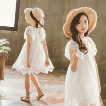 Girl dress summer 2021 new foreign baby children summer princess skirt little girl puffy gauze dress