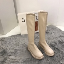 Hong Kong womens boot boots spring and autumn 2021 New White temperament over the knee flat Knight long boots