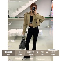  Yuan plus one high-end motorcycle leather sheepskin leather jacket womens short khaki 2021 new spring and autumn