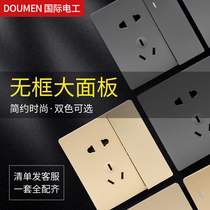 International Electrotechnical 86 concealed power supply wall switch socket panel cover five-hole porous charging gold gray