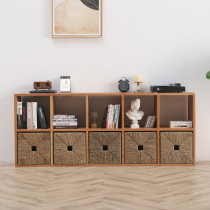 Pure Solid Wood Shelf Placement Nordic Floor Cabinet Cherry Wood Display Cabinet Plaid Flavourless Log Wooden Combined Bookcase