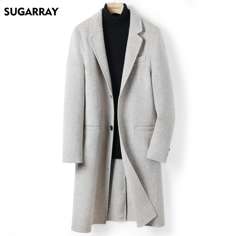 Light luxury high-end cashmere coat, medium length double-sided fabric, thickened winter wool men's coat, youth wool windbreaker