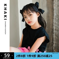 KHAKI Kaqi Uk Summer New Pink 2022 Girls letter printed splicing loose blouses CUHK Tongs vest