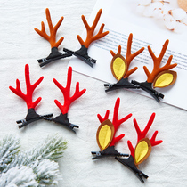 Emulation Deer Antlers Flowers Cherry Berries Hair Clip Sen photo Write a real hair decoration Childrens Christmas headwear dress