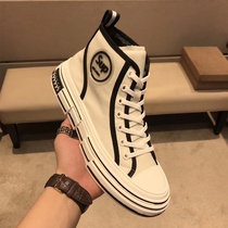 European Station Mens Shoes Genuine Leather Tide Cards High Bunch Shoes Lace Board Shoes Thick Bottom Casual Shoes Piri Martin Boots Man Little White Shoes