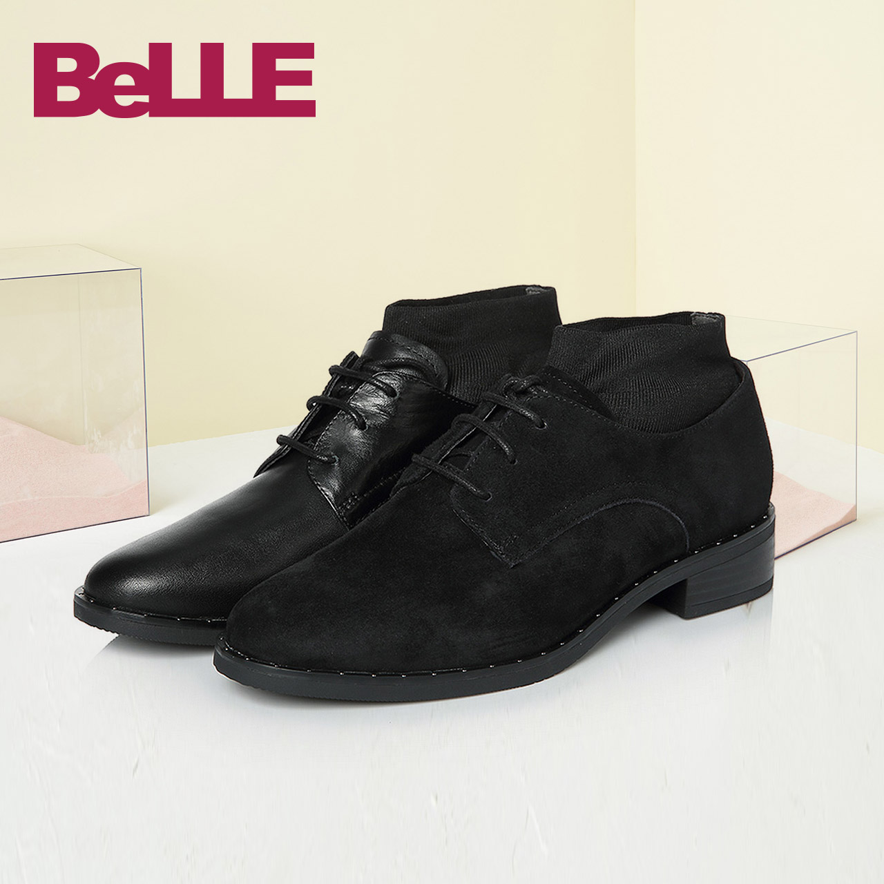 Belle / Belle shoes 2018 spring new shopping mall with the same paragraph fashion simple British wind women's shoes BLS25AM8