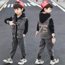 Childrens clothes boy spring clothing suit 2022 new spring and autumn Chinese CUHK child spring boy jean handsome clothes tide
