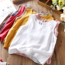 Clear and pituary ~ art boy cotton linen vest children Summer pure cotton sleeveless T-shirt thin and breathable blouse