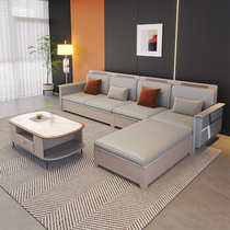 Light luxury style solid wood sofa small apartment modern simple winter and summer dual-use new technology cloth belt storage living room sofa
